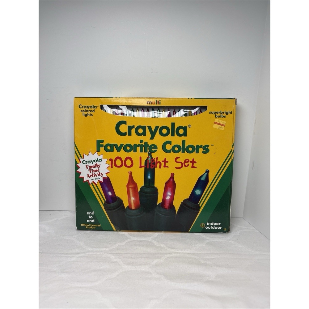 Vintage Crayola Favorite Colors 100 Multicolor Christmas Light Set 1996 New NOS